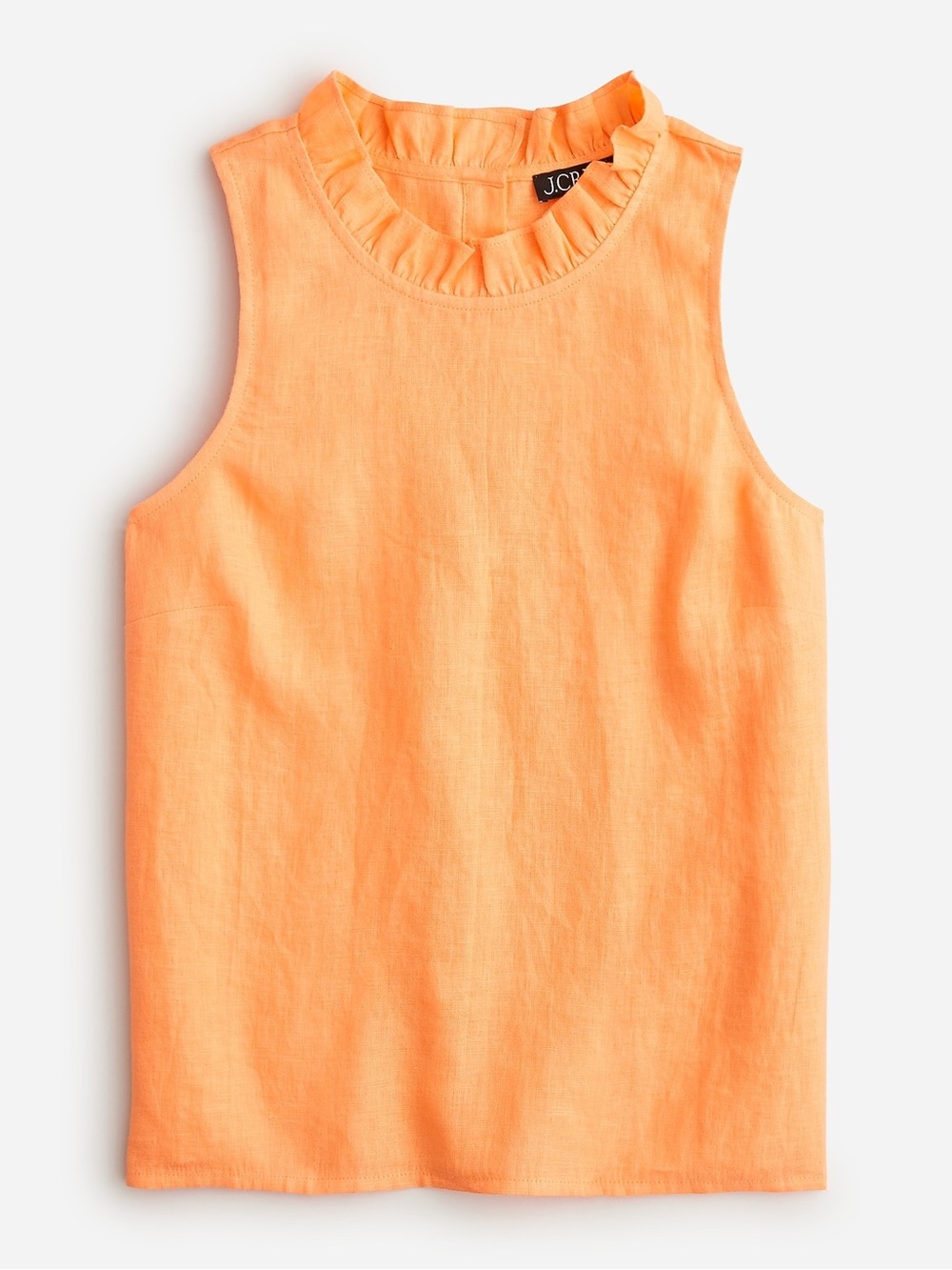 J.Crew Women's XL Fleur Top 100% Linen Ruffle Collar Orange Creamsicle Tank